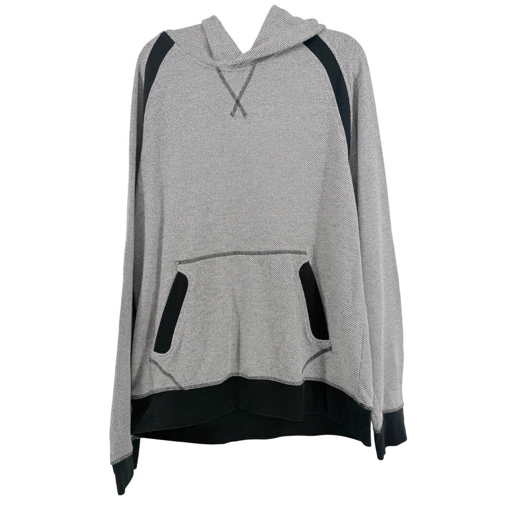 Jack & Jones Hoodie Men Large Gray Black JORCAMALOT Colorblock Raglan Sweatshirt